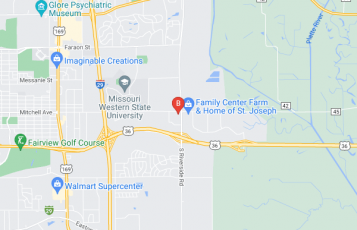 Nodaway Valley Bank location map: 1302 S Riverside Rd, St Joseph, MO