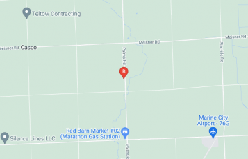 Waterdogs Plumbing location map: 5384 Palms Road, Casco, Michigan